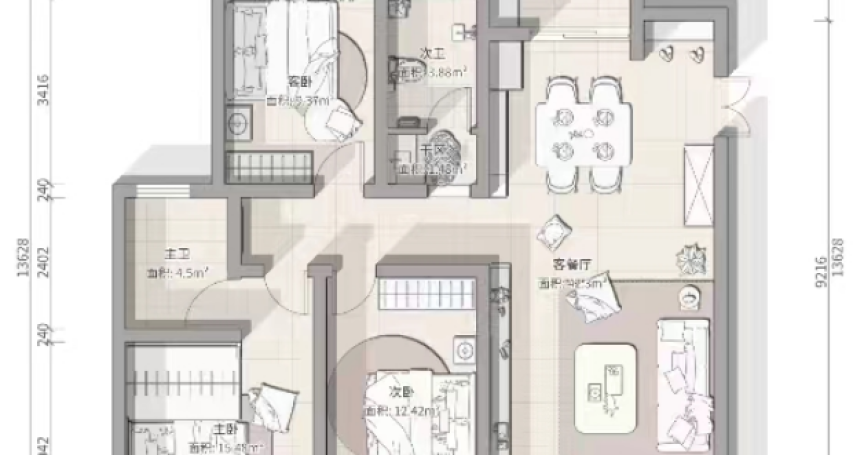 山東省泰安市現(xiàn)代簡約裝修效果圖
